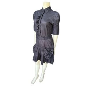 Marc Jacobs Ruffled Black Steampunk Belted Victorian Party Dress 6 Small Medium